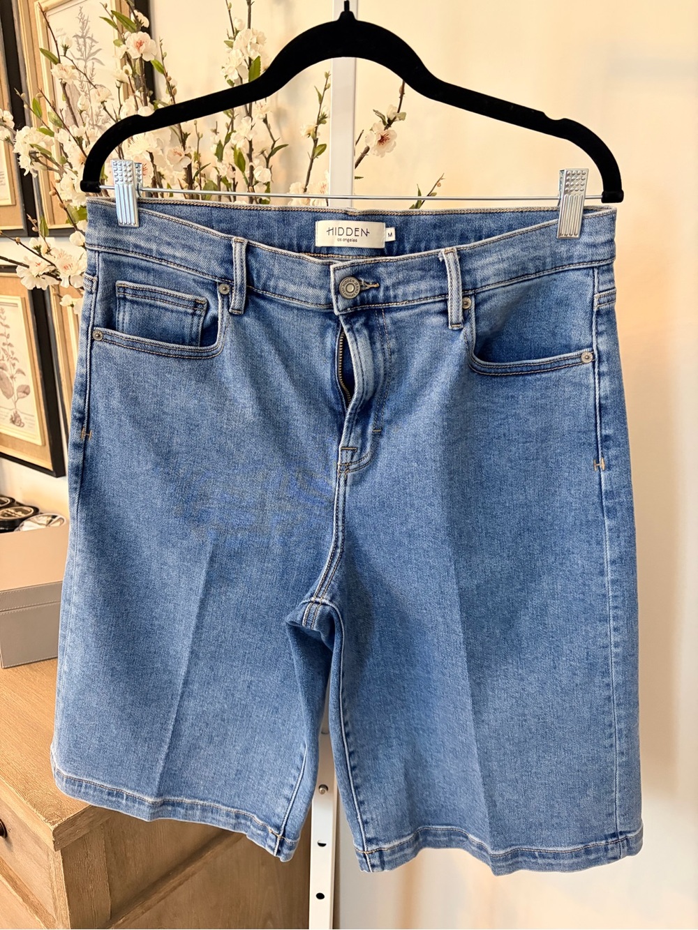 Hidden Classic Light Blue Denim Jean Shorts - Mid Rise